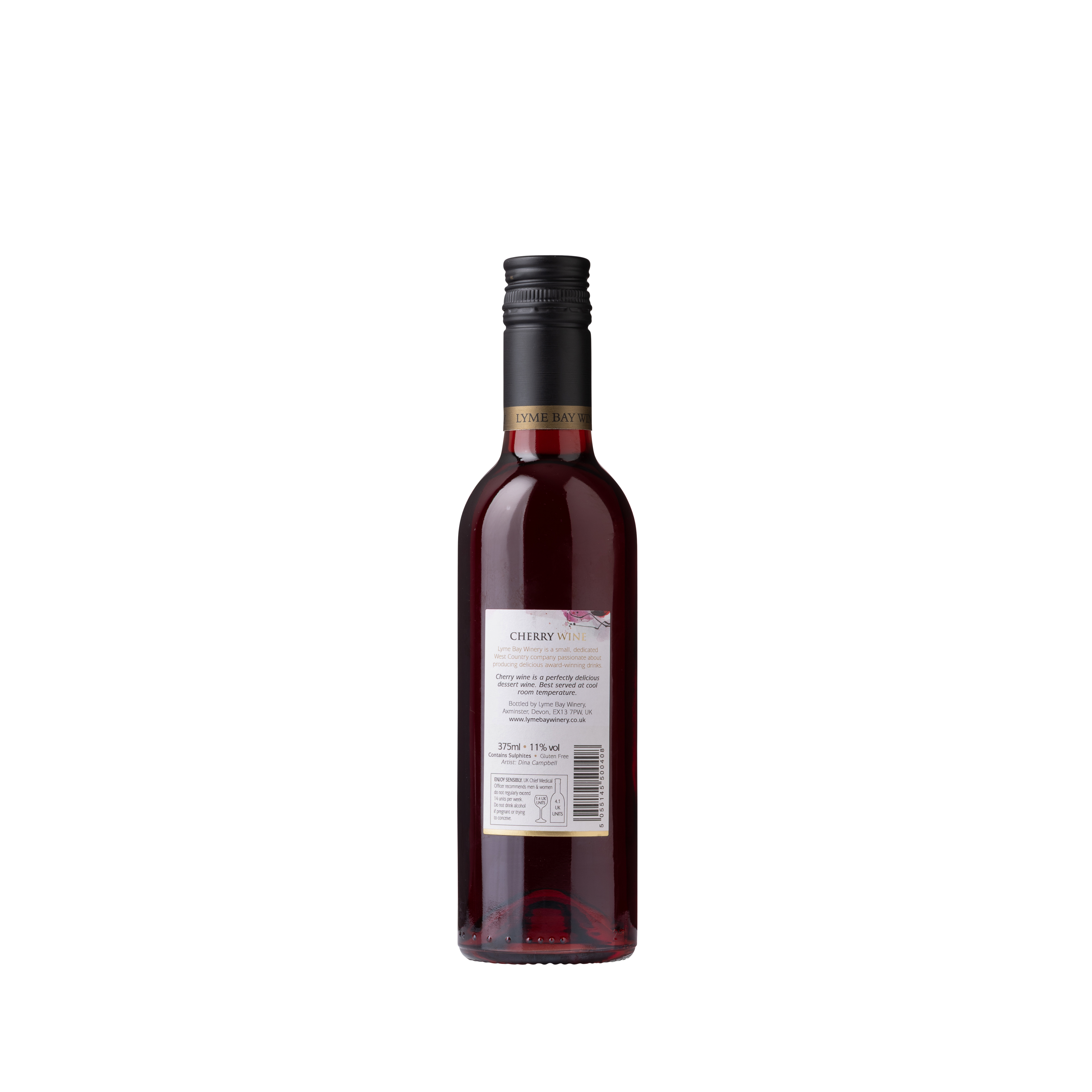 back face of a 375ml bottle of Cherry wine