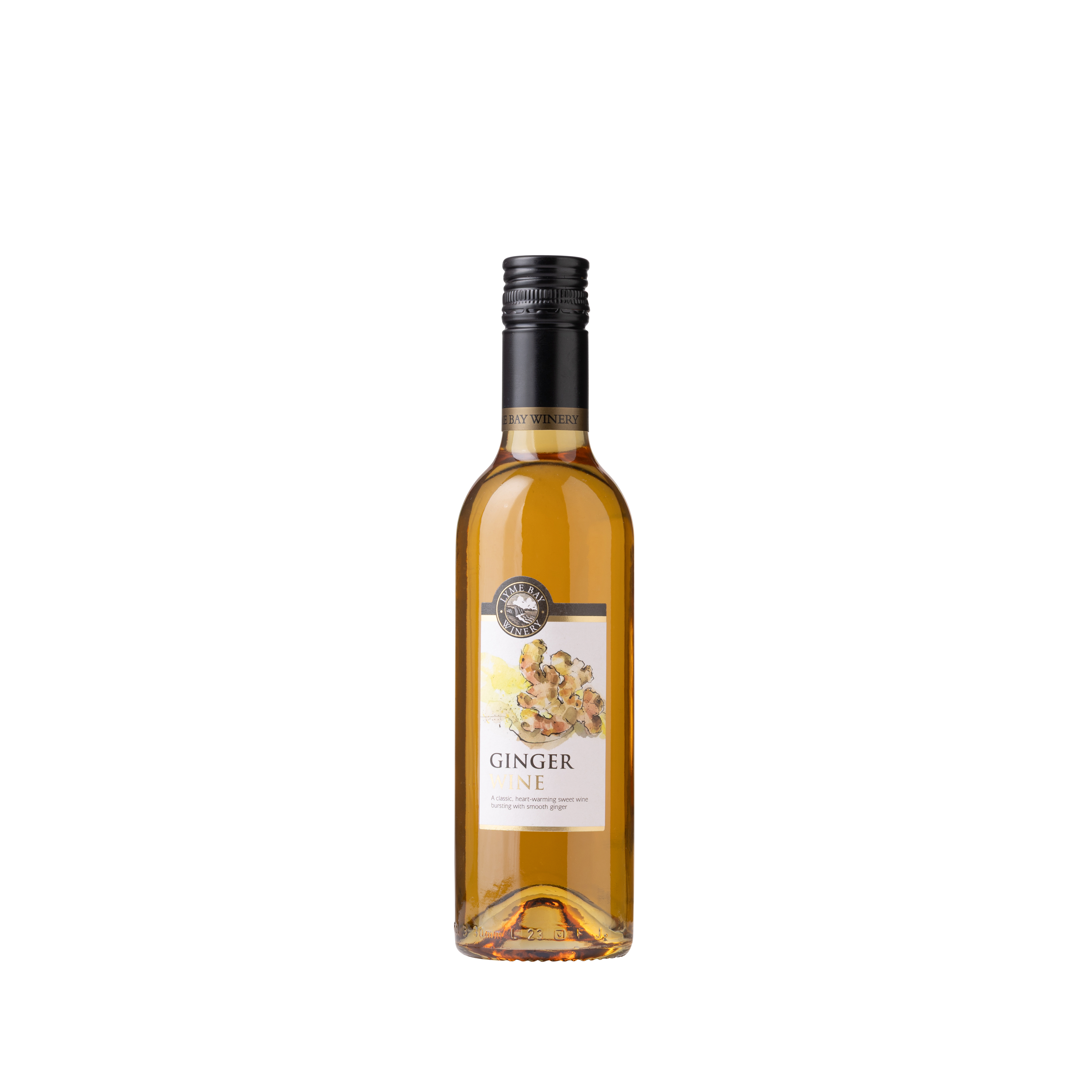 Front of a 375ml bottle of Ginger Wine