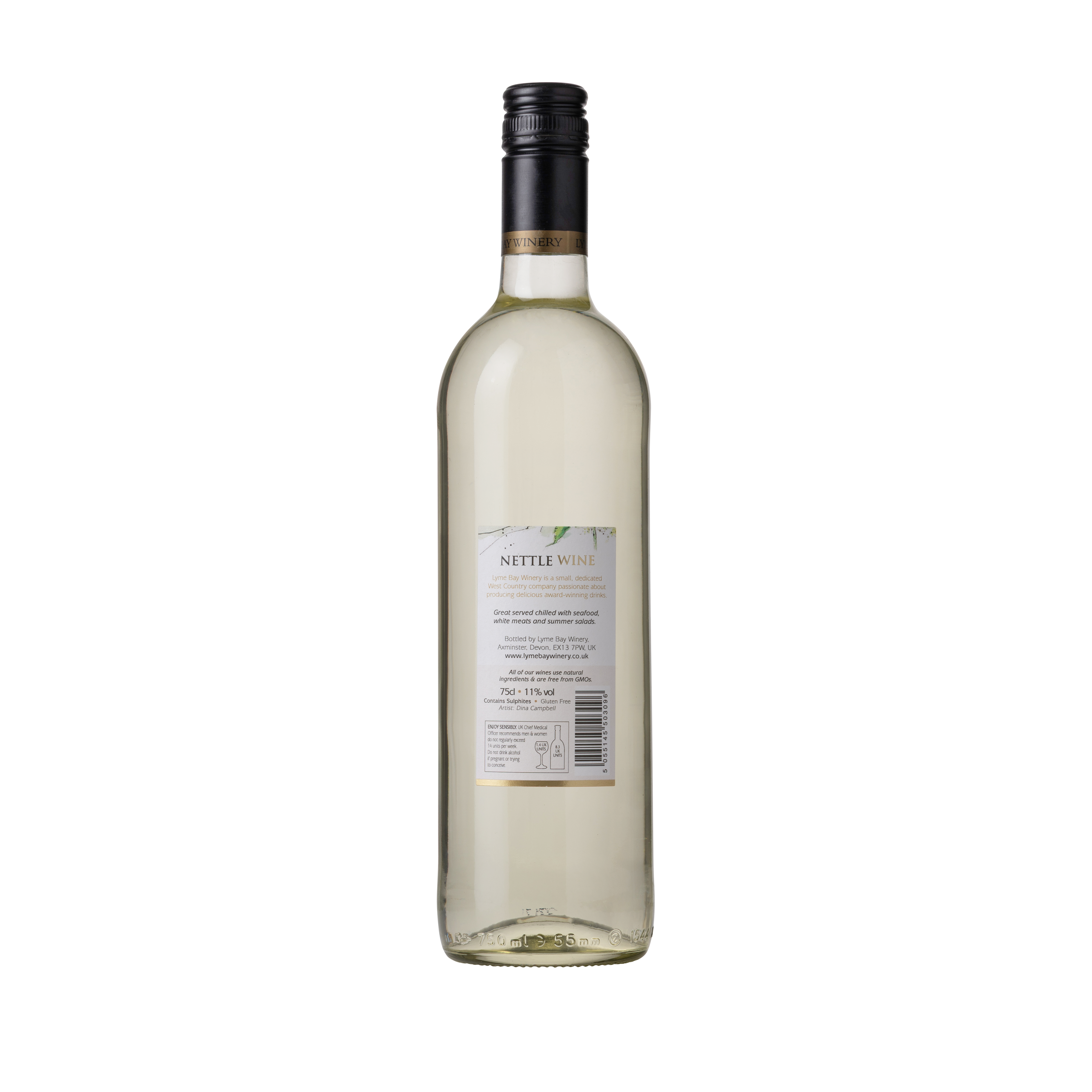 Back of a bottle of nettle wine