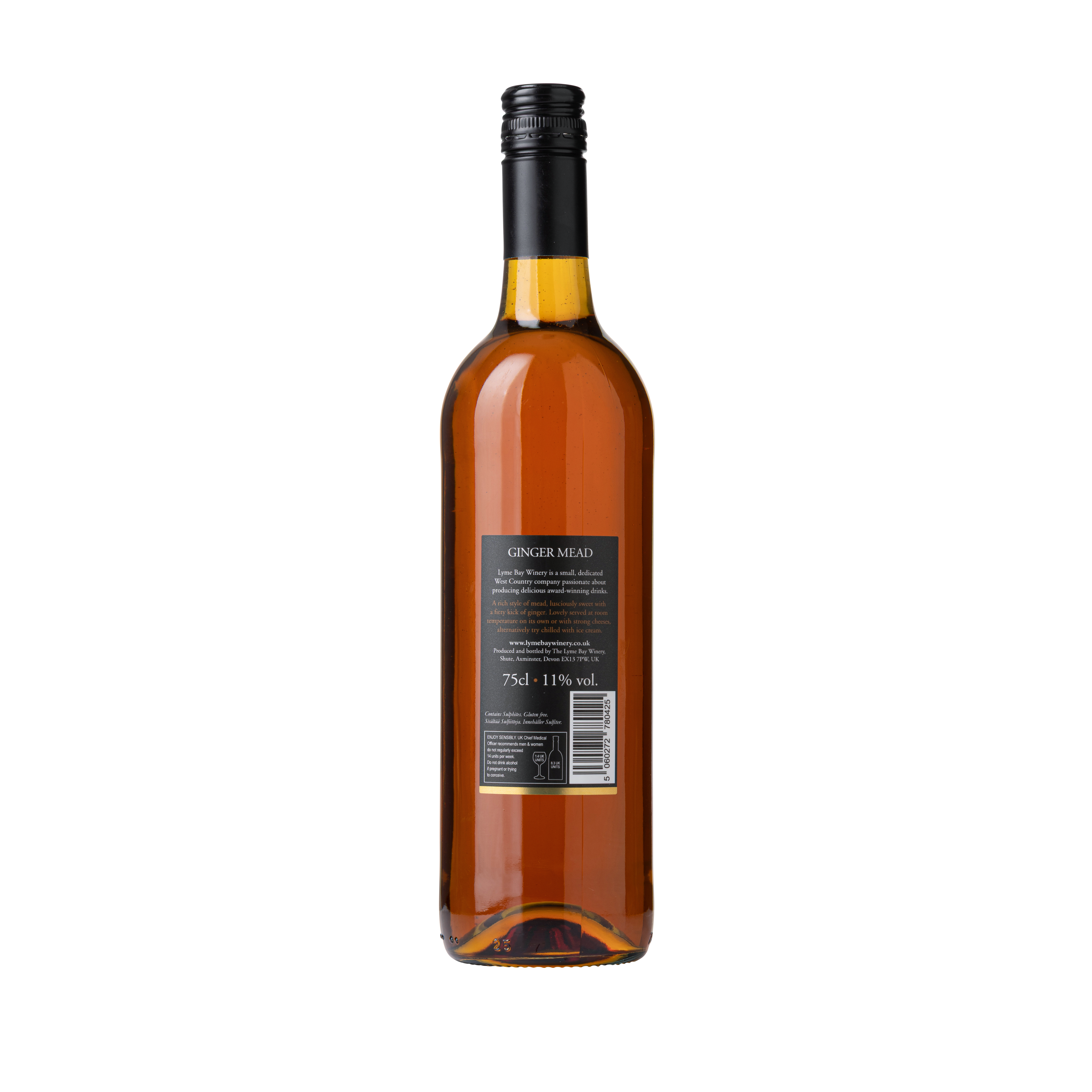 Back of a bottle of Ginger mead