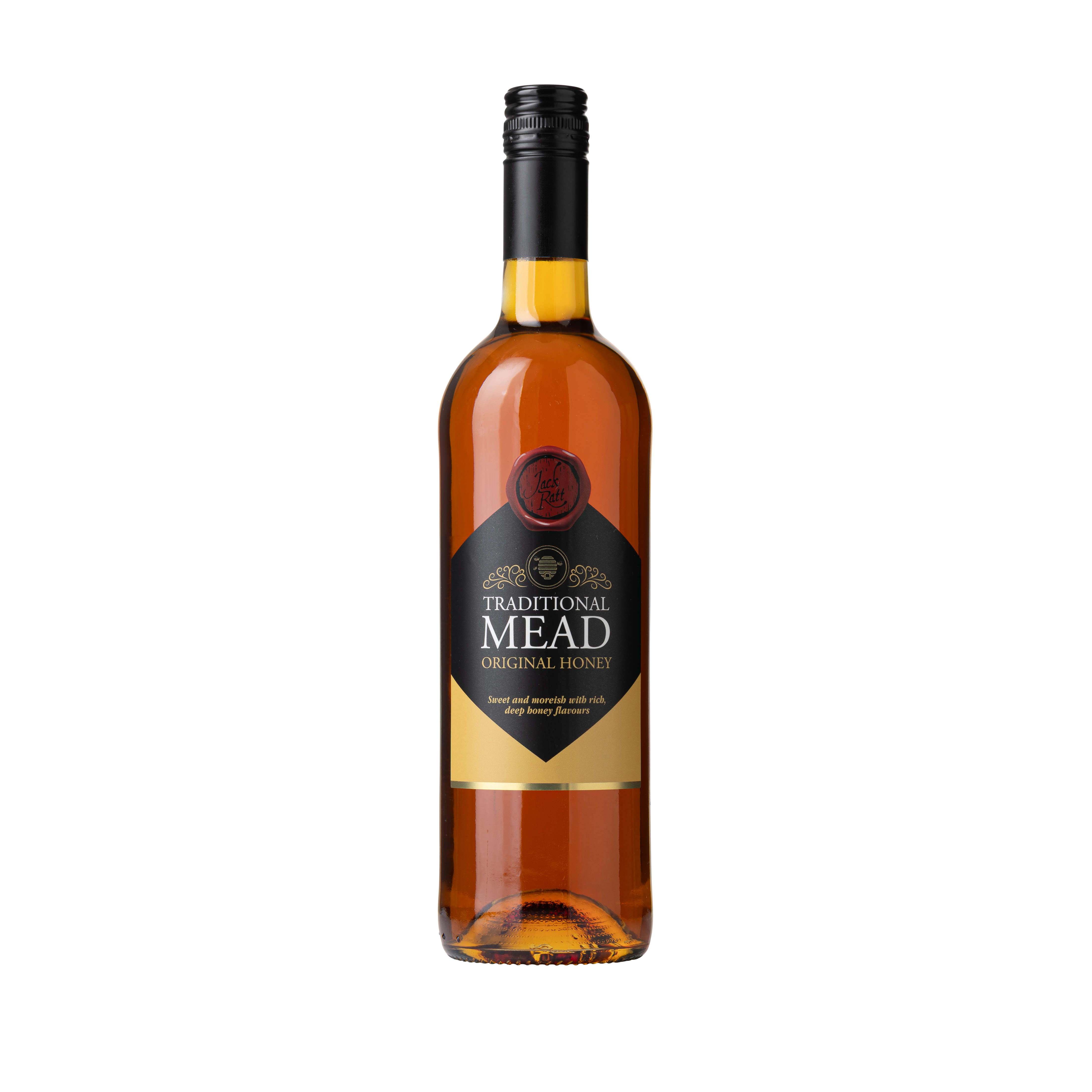 Front of a bottle of traditional mead