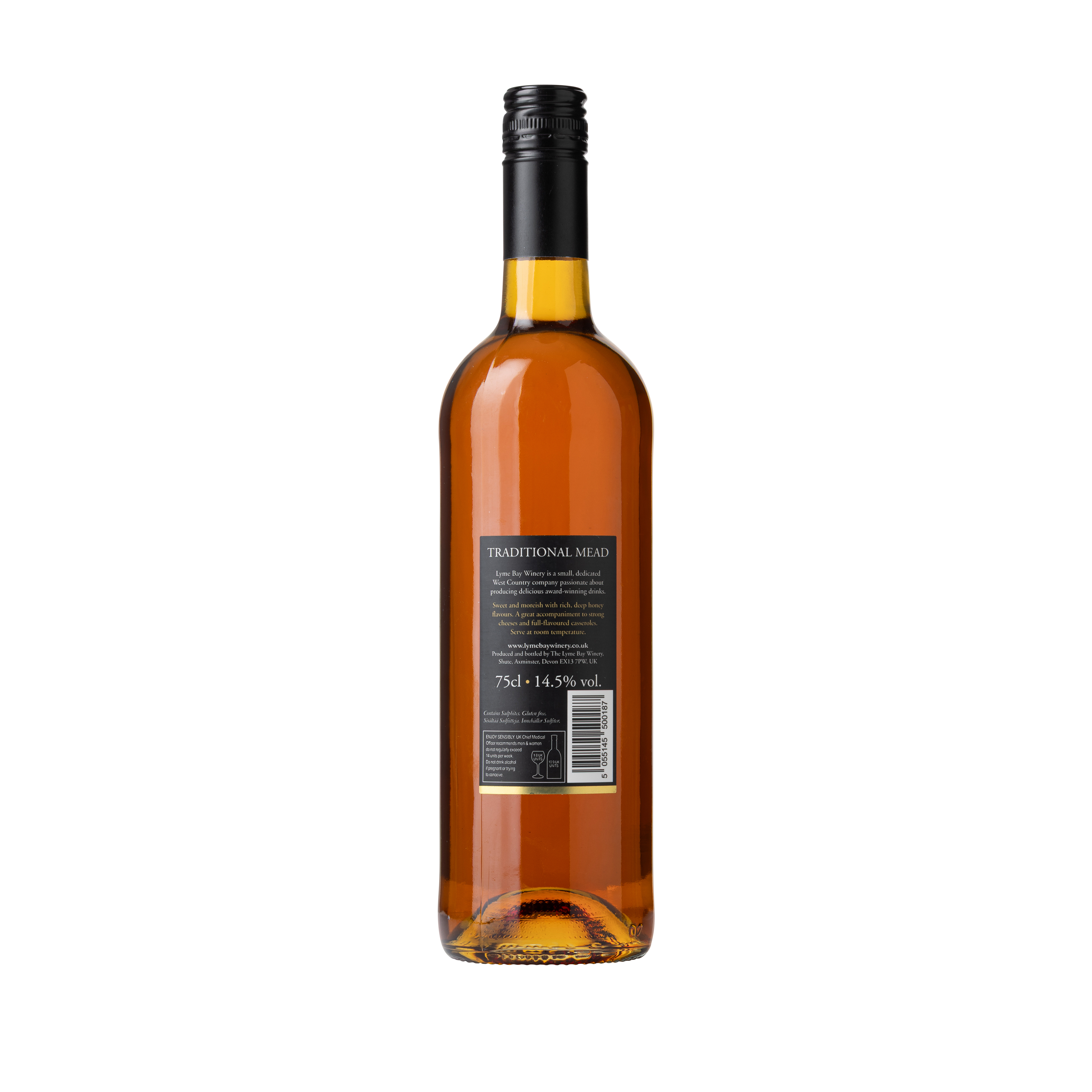 Backside of a bottle of traditional mead